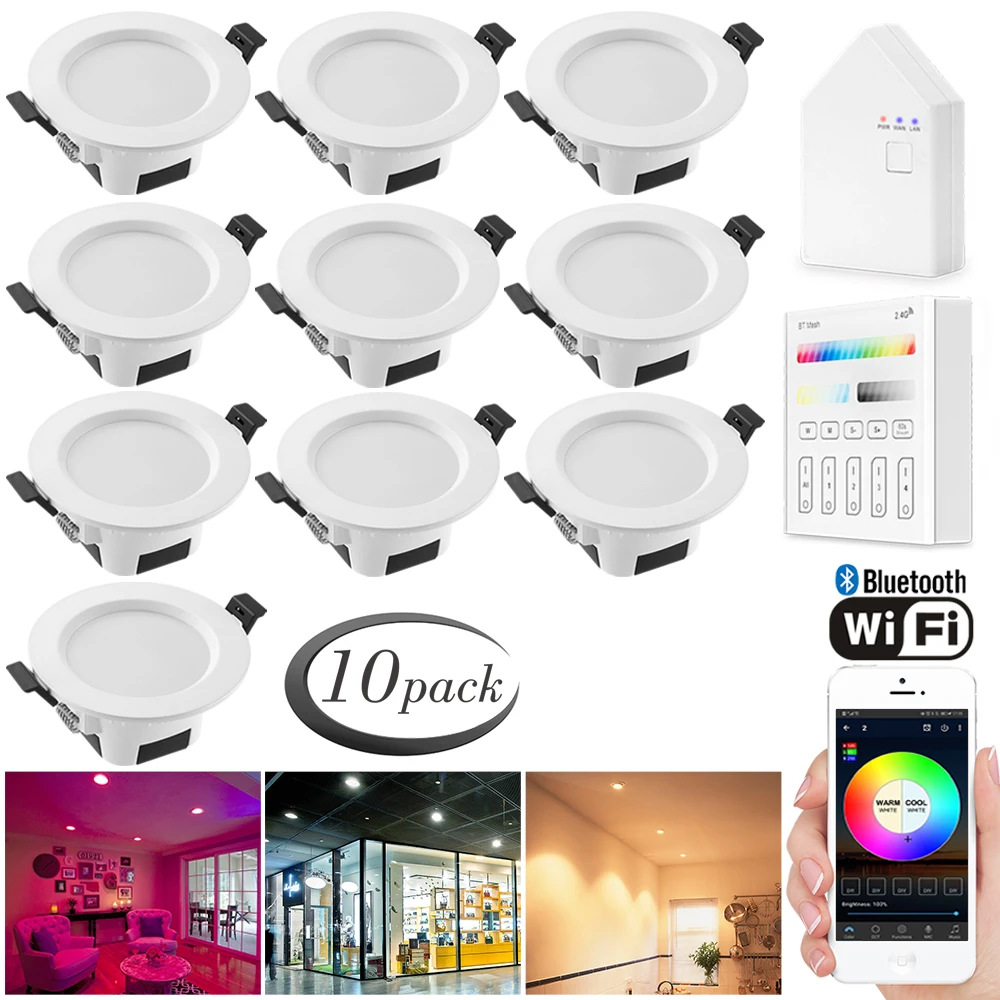 10X RGB теплый холодный белый 3 в 1 светодиодный потолочный светильник вниз свет wifi/Bluetooth сетка/сенсорная панель/приложение/речевой контроллер таймер диммер