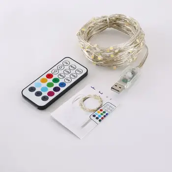 

Led Light String Four Lines Remote Control 10M100Leds Copper Wire Lamp Rgb Decoration For Christmas Wedding Holiday