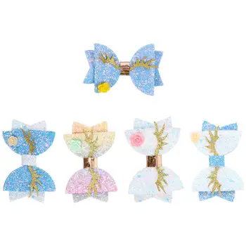 

5pcs Bowknot Hairpin Pretty Fashion Lovely Exquisite Stylish Hair Accessories Bowknot Hair Clip Bows Barrettes Glitter Hair Clip