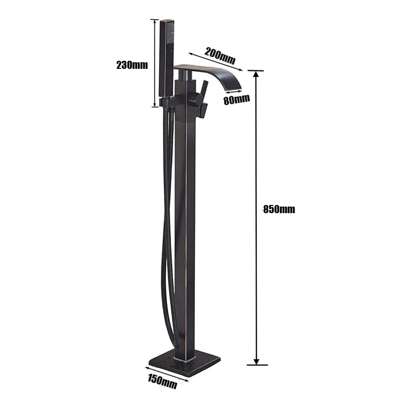 ULGKSD Bath Tub Sink Faucet Chrome Waterfall Bathtub Mixers Free Standing Hot and Cold Bath Shower Set Handshower Floor Mounted