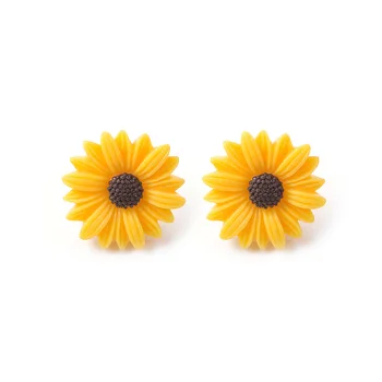 

2.1cm 2.5cm 1Pair Shiny Side New Fashion Brand Jewelry Elegant Flower Stud Earrings Women Simple Style Daisy Statement Earrings