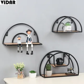 

Nordic ins wrought iron semicircular wall shelf simple home living room bedroom wall decoration storage rack