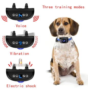 

Dog Training Equipment Dog Training Collar Pet Remote Control Rechargeable with LCD Display for All Size Shock Vibration Sound