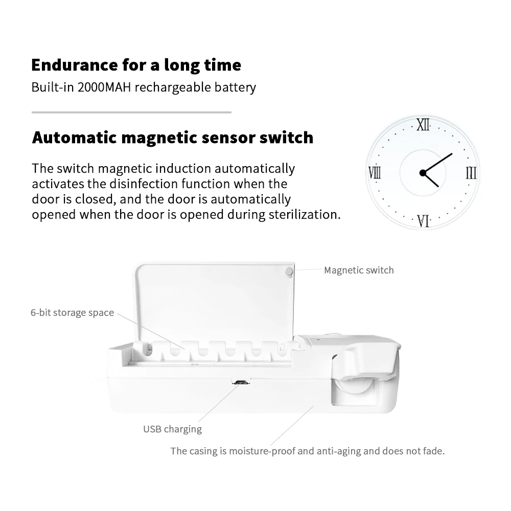 Умный индукционный Антибактериальный УФ-светильник, дезинфицирующее средство для зубной щетки, стерилизатор, очиститель полости рта, держатель, уход за зубами