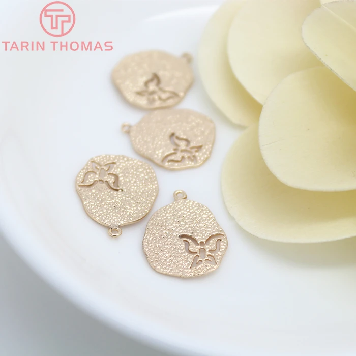 6 шт 13.5X17MM 24K цвета шампанского позолоченные латунные подвески-бабочки высокого