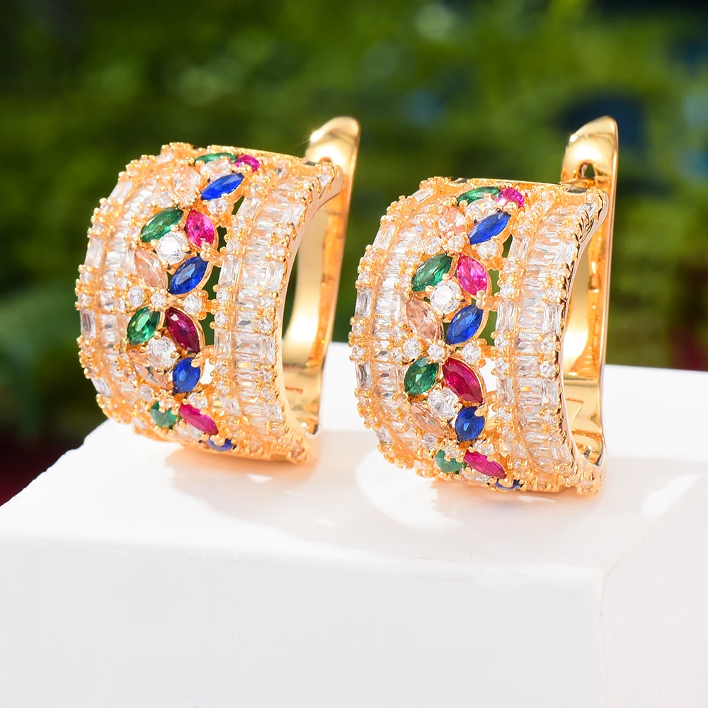 

KellyBola Luxury Popular Zircon Earrings Ladies Accessories Full Cubic Zirconia Earrings Pendientes Mujer Moda