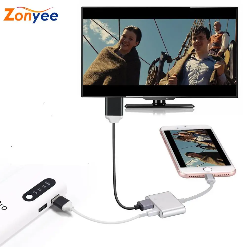 Lightning/HDMI Кабель-адаптер 1080p HD ТВ соединительный кабель совместим с iPhone цифровой адаптер HDMI адаптер для телефона к телевизору