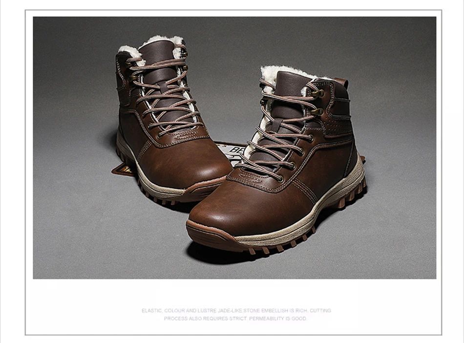 Пробковые мужские ботинки мужская зимняя обувь Теплые ботильоны размера плюс 39-48, мужские кожаные зимние ботинки для мужчин, плюшевые зимние кроссовки M