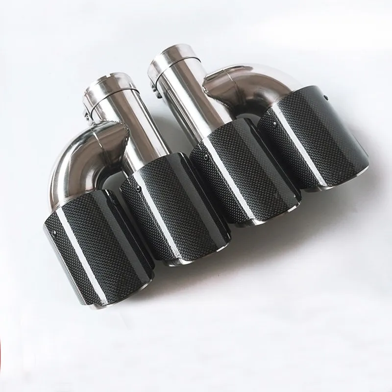 1 PC H shape Carbon Car Muffler Tip Double Exit Universal Stainless Exhaust Pipe Mufflers Multi-size For Akrapovic | Автомобили и