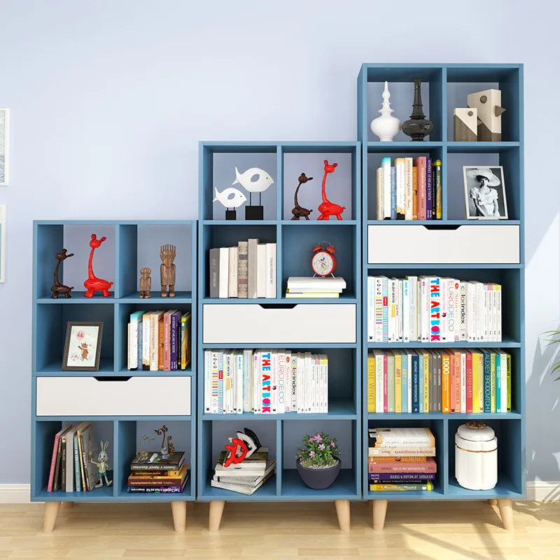 

Bookshelf Bookcase Minimalist Modern Cabinet Plaid Simplicity Table Floor Storage Shelf for Student Bedroom Small Bookshelf Nort