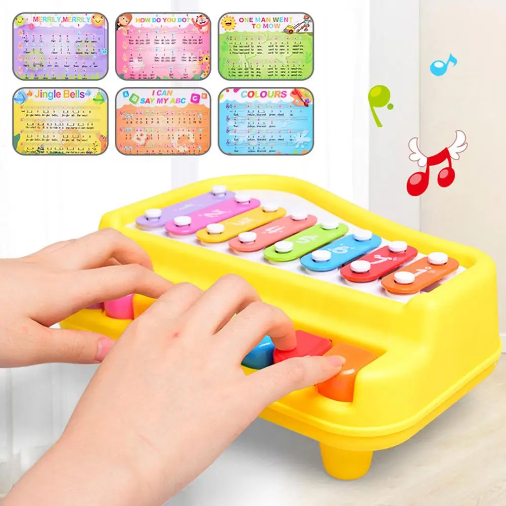 

1 Pcs Kids 2 in 1 Piano Xylophone Toy Musical Instrument with Music Cards Mallets Educational Toys For Kids Musical Instrument
