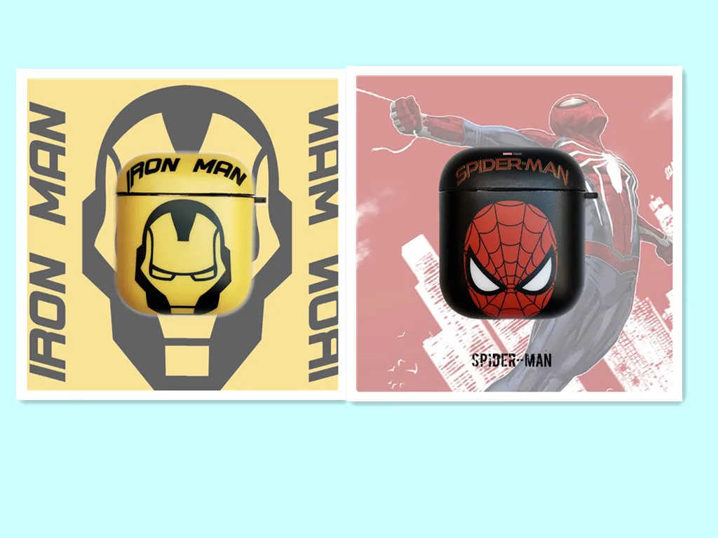 Для Apple AirPods Bluetooth беспроводные наушники герой Marvel Железный человек Человек-паук чехол для Air Pods 1 2 крышки зарядных ящики