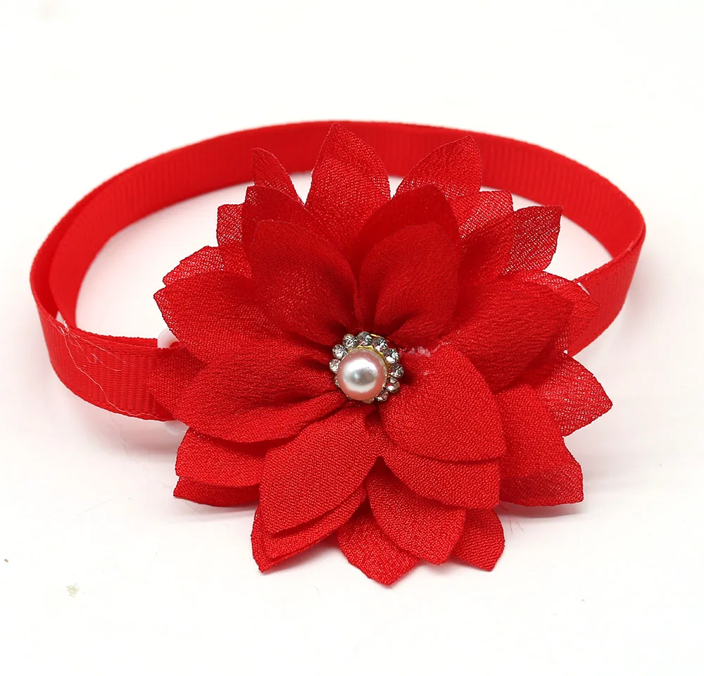 New 100pcs Small Dog Accessories Chiffon Rhinestone Pet Dog Cat Bowtie Collar Flower Small Dog Puppy Bow Tie Pet Supplies