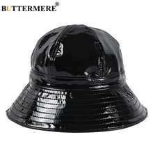 BUTTERMERE Панама женская лакированная кожа черная Рыбацкая шляпа высокая мода широкие поля Осень Зима Повседневная Дамская купольная Кепка