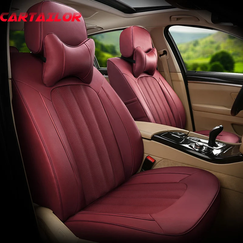 

CARTAILOR Seat Covers & Supports for Kia Shuma Car Seat Cover Leather Cowhide & Leatherette Seats Cushion Set Auto Accessories