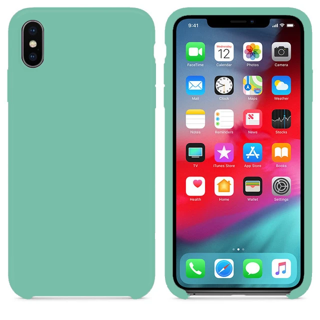 Spearmint Чехол для Iphone 7 с логотипом жидкий силиконовый чехол s для Apple X Xs XR 11 Pro Max 6 S 8 7 Plus 6 S 11pro задняя крышка оболочка - Цвет: Spearmint