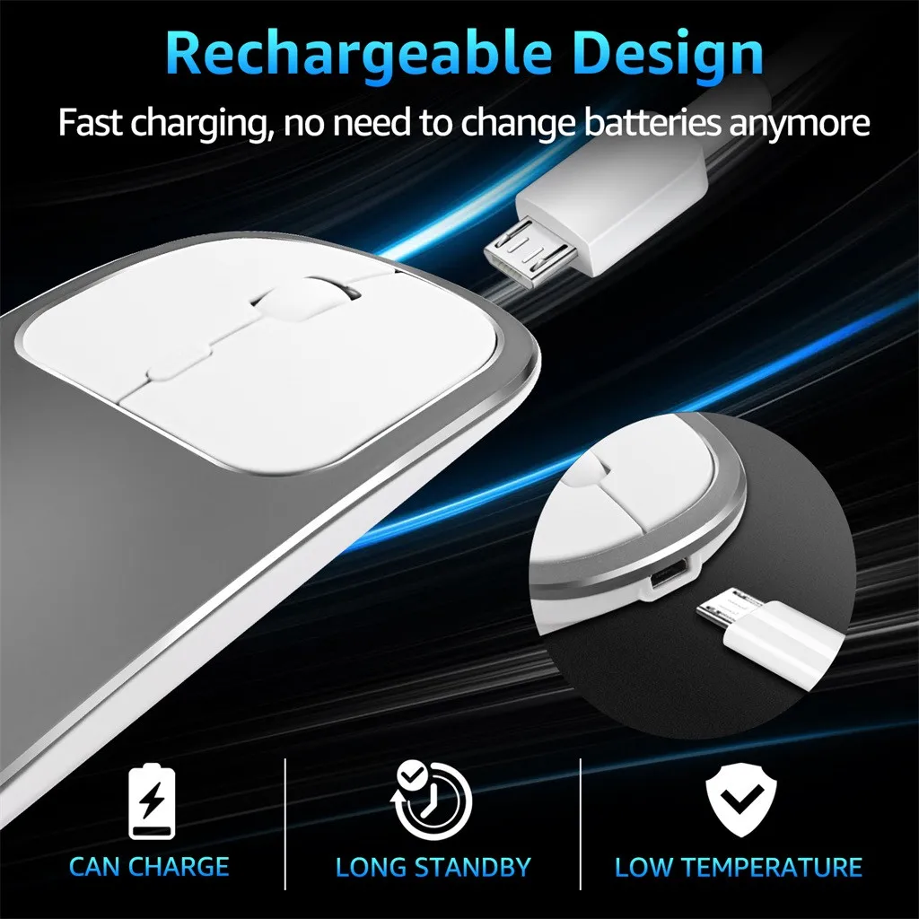 Беспроводная мышь компьютерная Bluetooth мышь Бесшумная металлическая Mause перезаряжаемая эргономичная мышь щелчок оптическая мышь для ноутбука ПК# D1