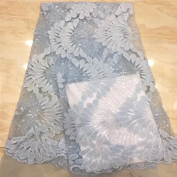 

2019 New Design African Lace Fabric High Quality French Beads Embroidered Tulle Lace Fabric with Sequins