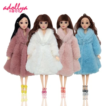 Wielokolorowe ubranka dla lalki sukienka z długim rękawem miękkie futro topy zimowe ciepłe ubrania codzienne akcesoria dla 1 6 BJD SD ubranka dla lalki tanie i dobre opinie adollya 4-6y 7-12y 12 + y 18 + Tkanina CN (pochodzenie) for Dolls Dolls Clothes Christmas Gift Winter Wear Unisex Moda