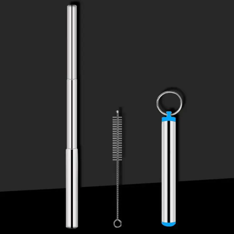 Портативные многоразовые трубочки из нержавеющей стали с кистью и чехол для переноски