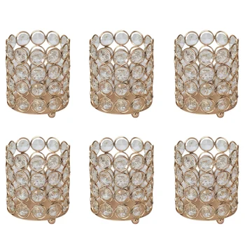 

Botique-Cylinder Crystal Votive Candle Holders Tealight Candle Holders Set of 6 for Office Table,Home Decorative Centerpiece