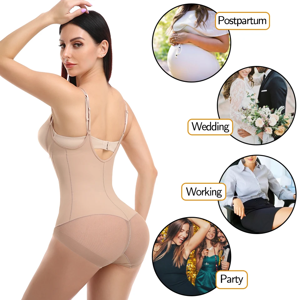 Women Compression Full Body Shaper Tummy Control Underwear Open