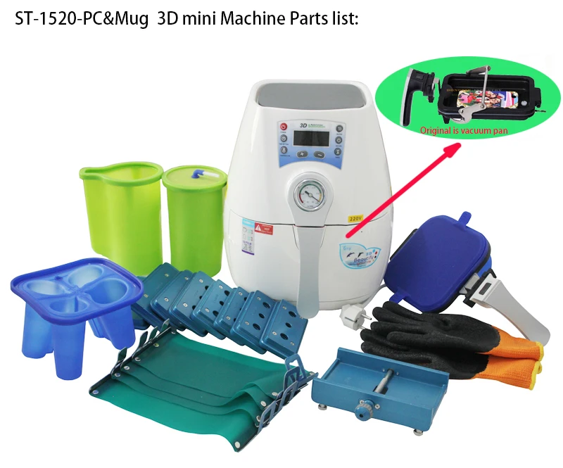 

3D heat transfer machine for Phone case,Mug printing ST 1520 With PC&Mug Heat Transfer Parts Free shipping