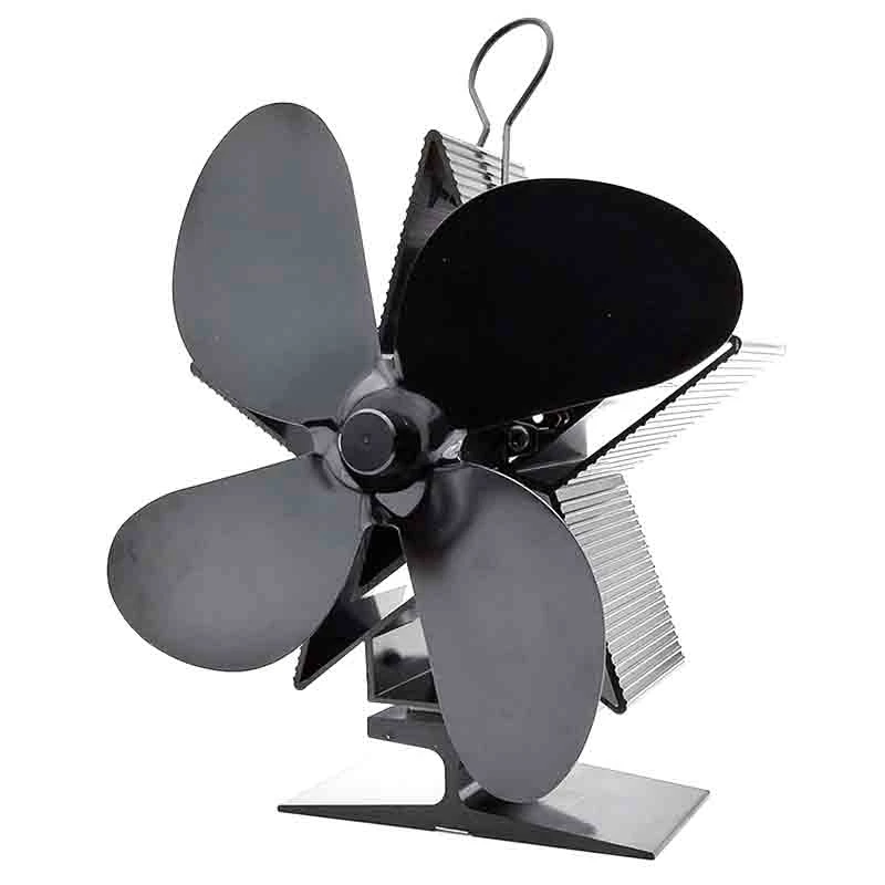 4 Blades Heat Powered Stove Fan with Thermometer Home Silent Fireplace Fan for Wood/Log Burner/Fireplace Efficient Eco Stove Fan