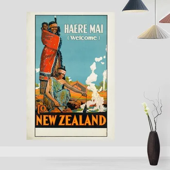

City Travel Map Retro New Zealand Vintage Poster Canvas Print Home Decor Wall Art Decor No Frame
