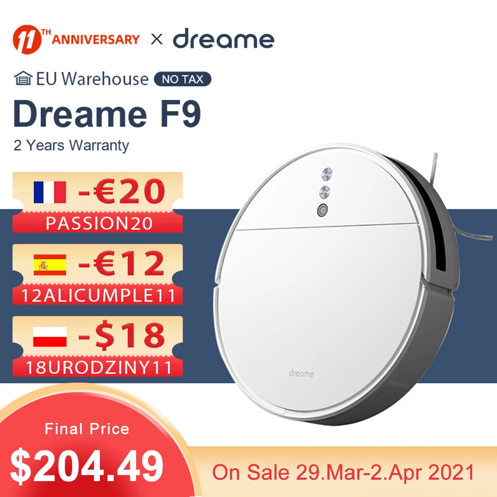 Dreame F9 Robot Vacuum Cleaner 2500Pa Suction Planned Cleaning Automatically Charge Mop Dust Collector Smart Aspirator for Home