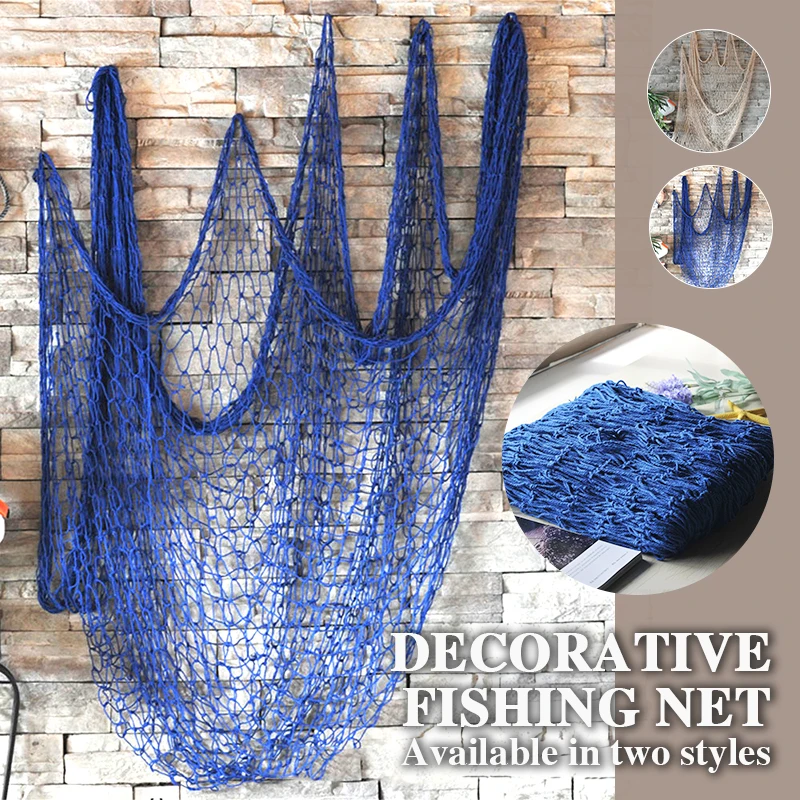 

Decorative Fishing Net Hanging Net Blue/Beige Decor Nets Mediterranean Home Office Wall Decoration Ceative Playground Nautical