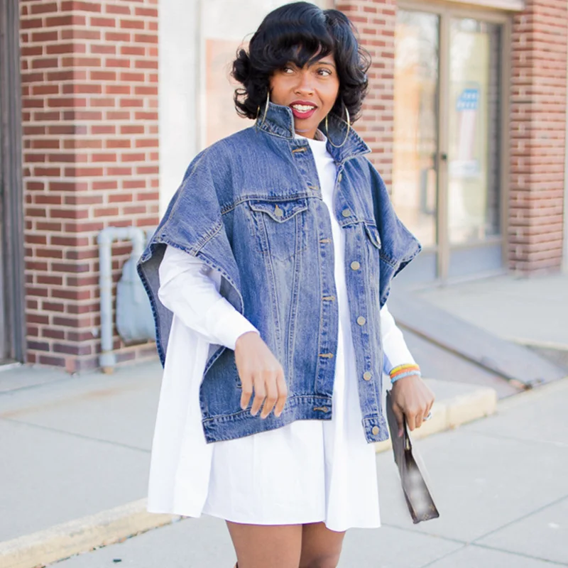 Fashion Denim Jacket Women Batwing 