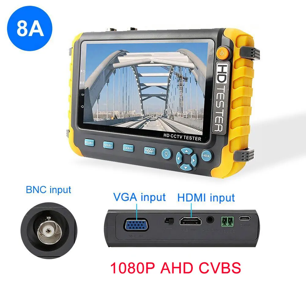 AHD CCTV тестер камеры 5 дюймов 8MP портативный CCTV Мини монитор камеры тестер AHD CVBS тестер kamery HDMI VGA R485 видео тестер - Цвет: 8A