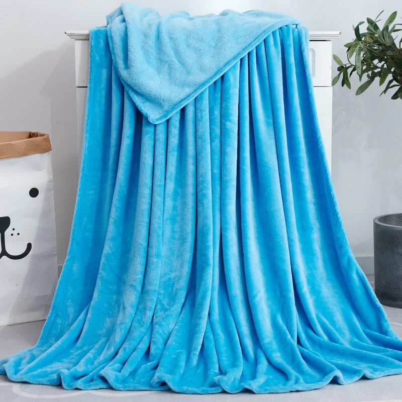 Четыре сезона коралловый бархат Главная пледы одеяло высокой плотности мягкий уютный диван кровать Nap одеяло взрослых детей Pet покрывало одеяло - Цвет: Model 15 Sky Blue