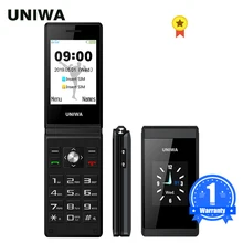 UNIWA X28 Senior Flip Mobile Phone GSM Big Push-Button Flip Phone Dual Sim FM Radio Russian Hebrew Keyboard Clamshell Cellphone