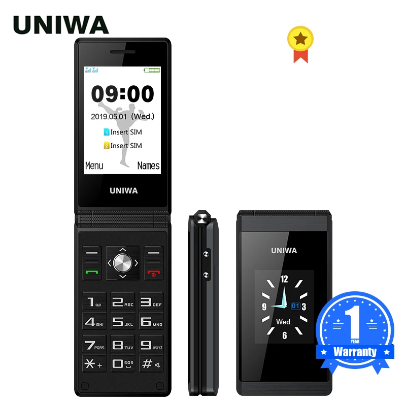 Pаспродажа UNIWA X28 Senior Flip мобильный телефон GSM Большой кнопочный флип телефон Две сим FM радио русская клавиатура языка иврит раскладушка мобильный телеф...