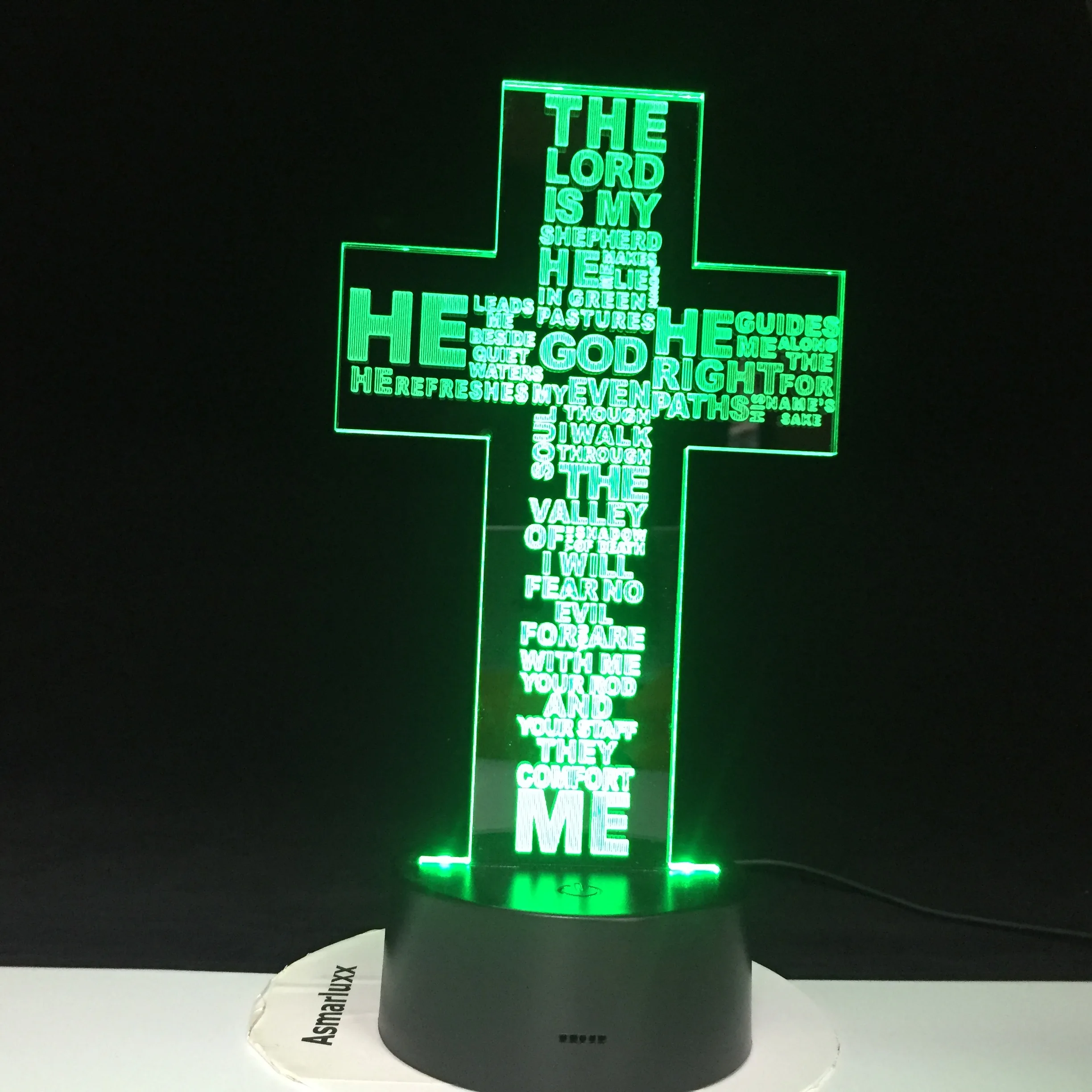 Иисус христианский крест USB светодиодный 3d-ночник подарки настольная лампа спальня Бог мой пастух книга Библия лампа дропшиппинг