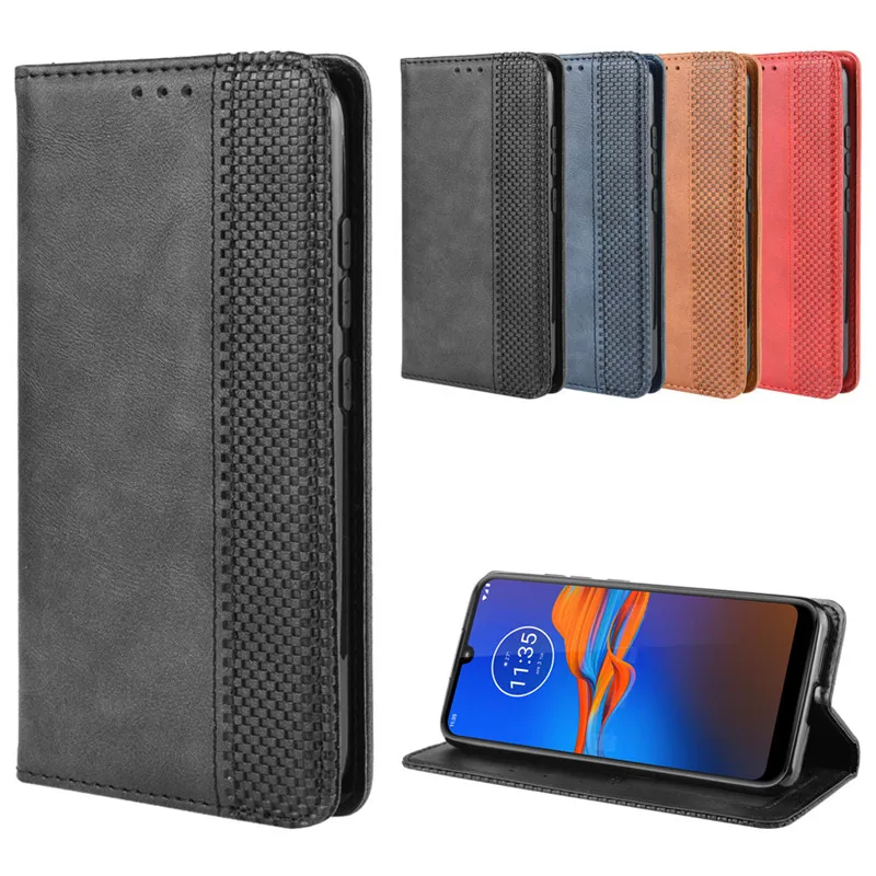 Для Motorola Moto E6 Plus Чехол Флип Роскошный PU кожаный в виде бумажника магнитный