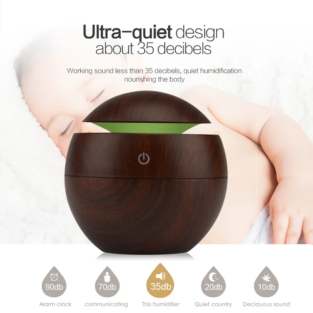 Mini Air Humidifier USB Ultrasonic Aroma Diffuser Wood Grain 7 LED Light Electric Essential Oil Diffuser For Home Aromatherapy 6