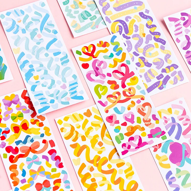 Mohamm-pegatinas de la serie Rainbowsky, decoración colorida, Material artesanal, 3 hojas