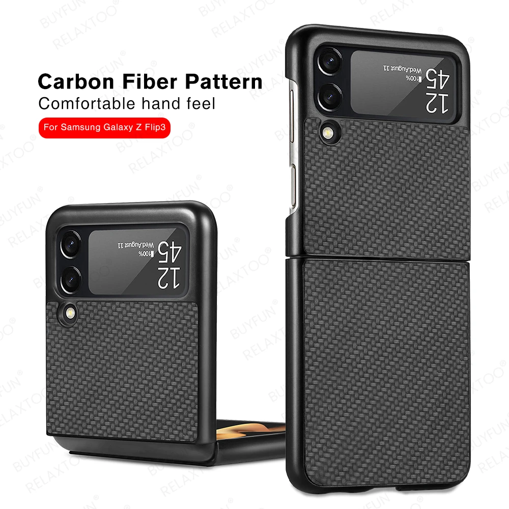 Luxury Carbon Fiber Slim Cover for Samsung Galaxy Z Flip 3 Flip3 5G Case Anti-knock Cell Phone Protect Fundas ZFlip3 Z3 Shell galaxy flip3 case