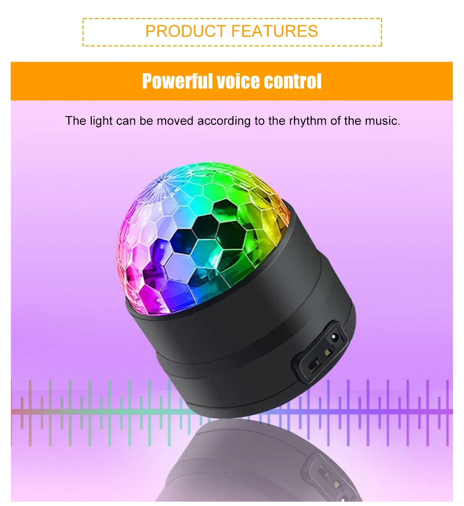 Мини-светильник для вечеринки USB светодиодный бар сценический светильник ing RGB диско шар светильник звуковая активация DJ проектор вечерние светильник s для звездного проектора