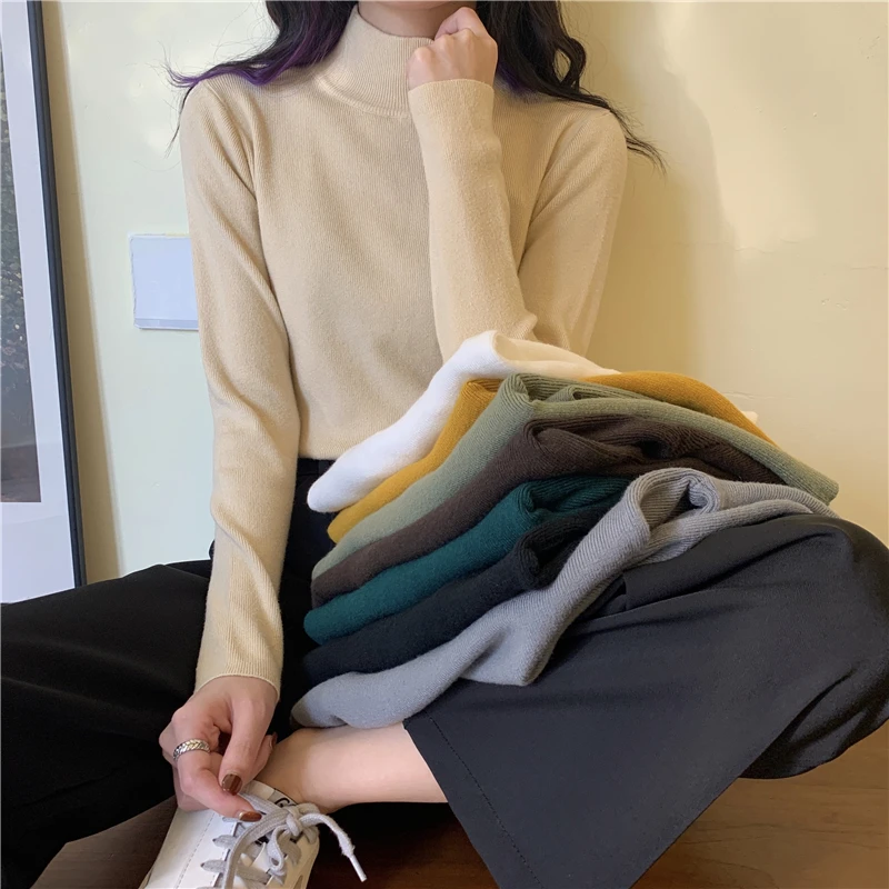 Половина с высоким плотно облегающим шею воротником Slim Fit длинными рукавами