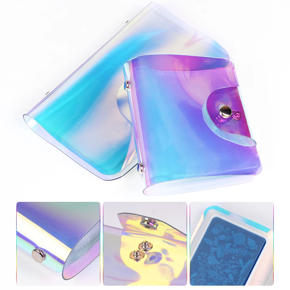 20/32Slot Olografici Stamping Plate Case Nail Art Stamp Card Bag Piatto D'Acciaio Album Stamping Template Storage Bag