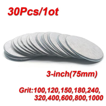 

30Pcs 3 Inch Disc Sandpaper Self Adhesive Brushed Flocking Dry Sanding Discs for woodworking and metal polishing