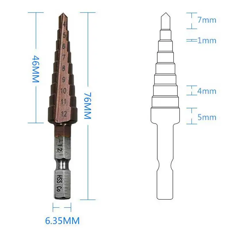 4-12 мм шаг сверла M35 HSS-CO Металлообработка спираль паз 1/4 ''шестигранный хвостовик из нержавеющей стали нарезание кобальта