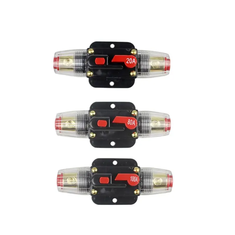 Car Audio 20A/80A/100A Circuit Breaker Manual Reset Switch Fuse Holder Style