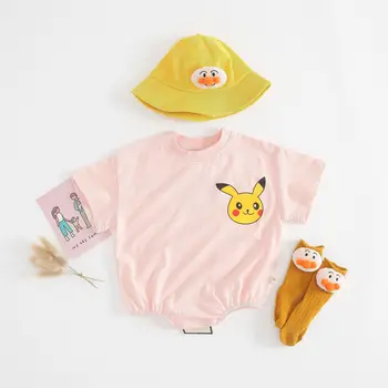 

Cute Baby clothes ropa bebe Cotton Pikachu Cartoon baby boy short sleeve Romper boy girl jumpsuit
