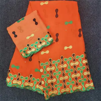 

Swiss voile lace in Swiss fabric with French chiffon 2019 quality African lace fabric 100% cotton orange royal wedding