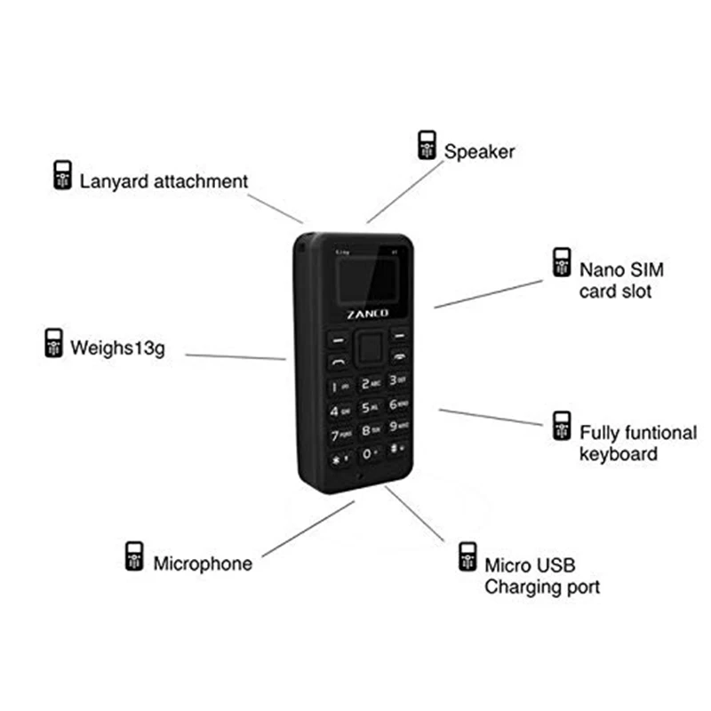 ZANCO tiny t1 World's Smallest Feature Cell Phone